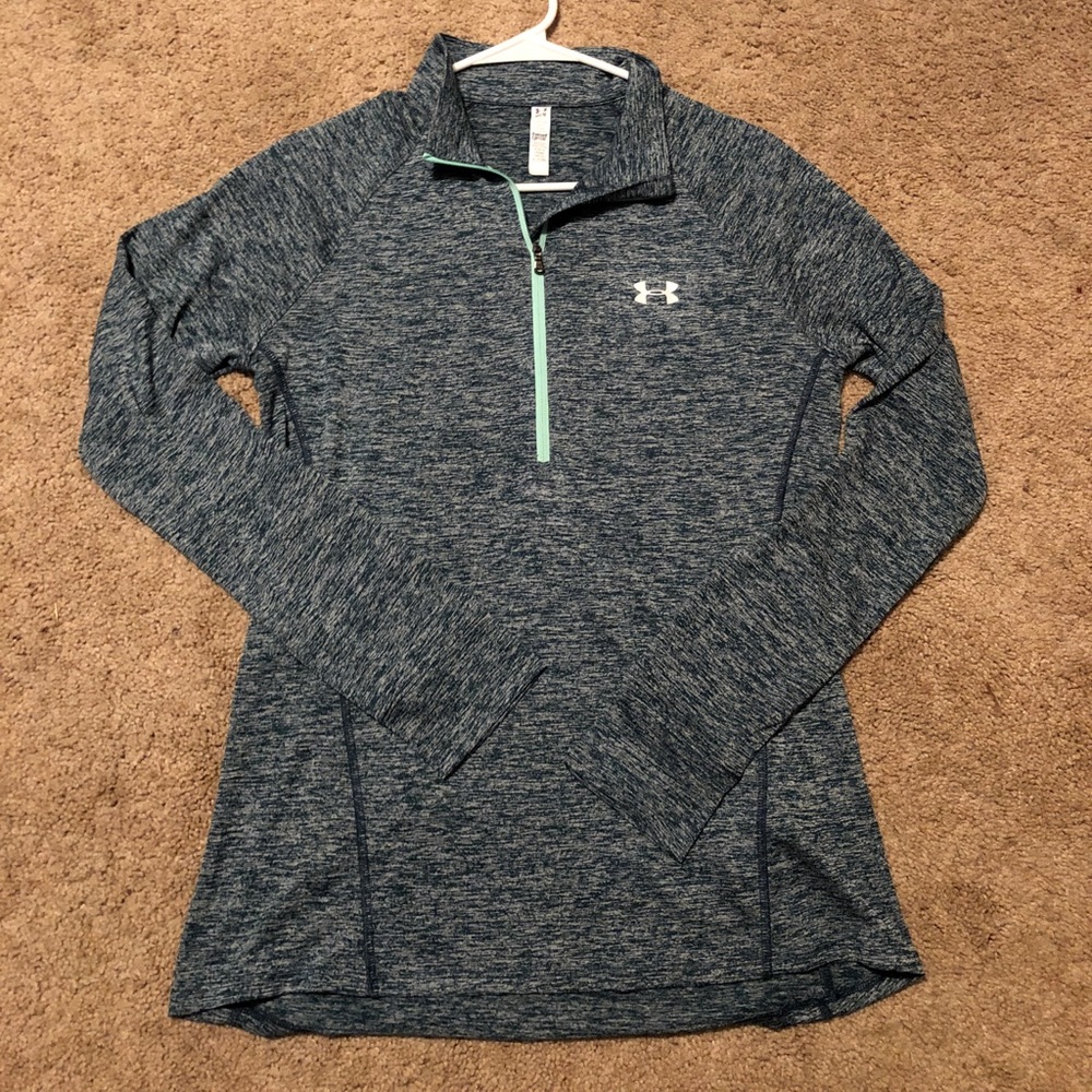 Blue Under Armour jacket with teal zipper